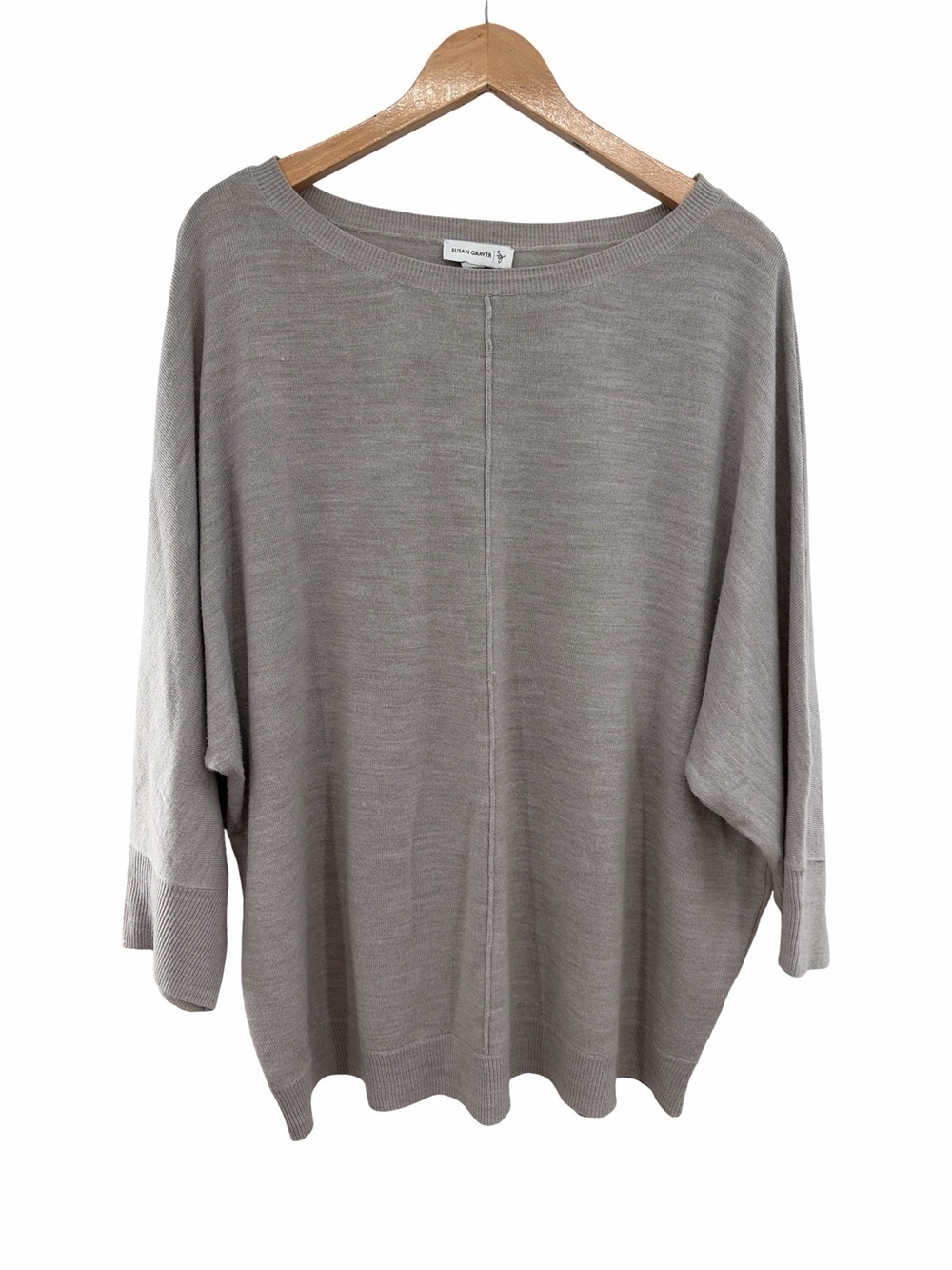 Susan Graver Taupe Beige Relaxed Dolman Pullover Knit Sweater Size  XL